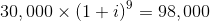 30,000 X (1+i)= 98,000