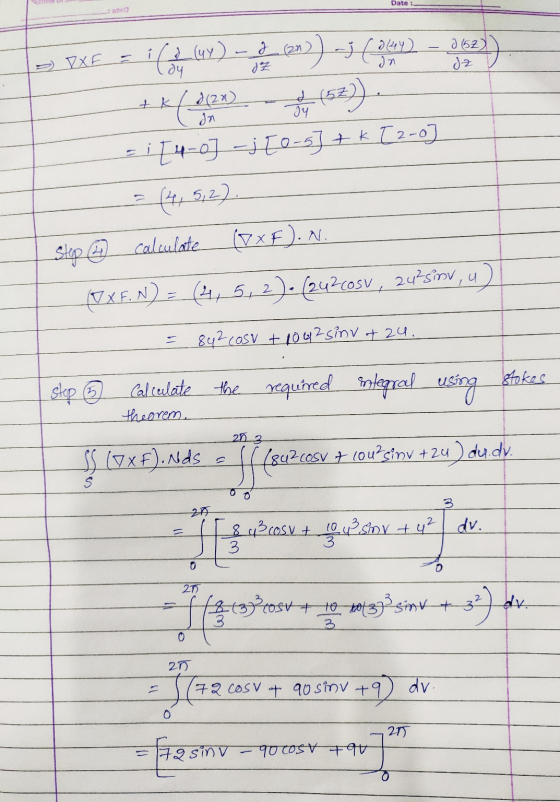Date : - OXF = ( ( 2 (47) – 2 (2n) aj (84) - 2 (62) - +*242) (153) =i[u-o] -j [0-5]+ k [20] - = (4, 5,2). step @ calculate (V
