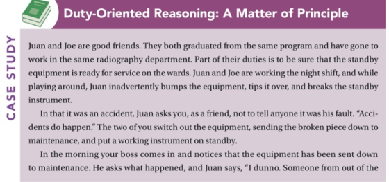Duty-Oriented Reasoning: A Matter of Principle Juan and Joe are good friends. They both graduated from the same program and h