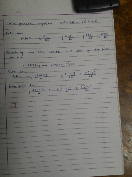 . Take general equation a A+ bB cC + d D. Rate law: I hate - CAT - - Ate] = LACC LEDE for the gire. Similarly you can write r