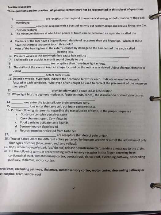 Practice Questions These questions are for practice. All possible content may not be represented in this subset of questions.