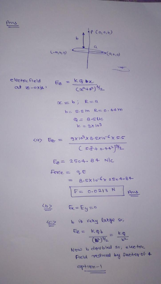 (a, 010 Eg= 2504-84-Nle = 8.sx1oux250 4-84- Aus s Vetu la t g 52- 皆) Notw b deubled so, eleetnc Fteld Tedluttr of 4