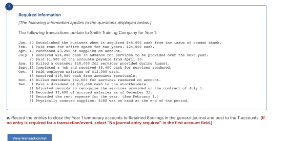Required information [The following information applies to the questions displayed below.) The following transactions pertain