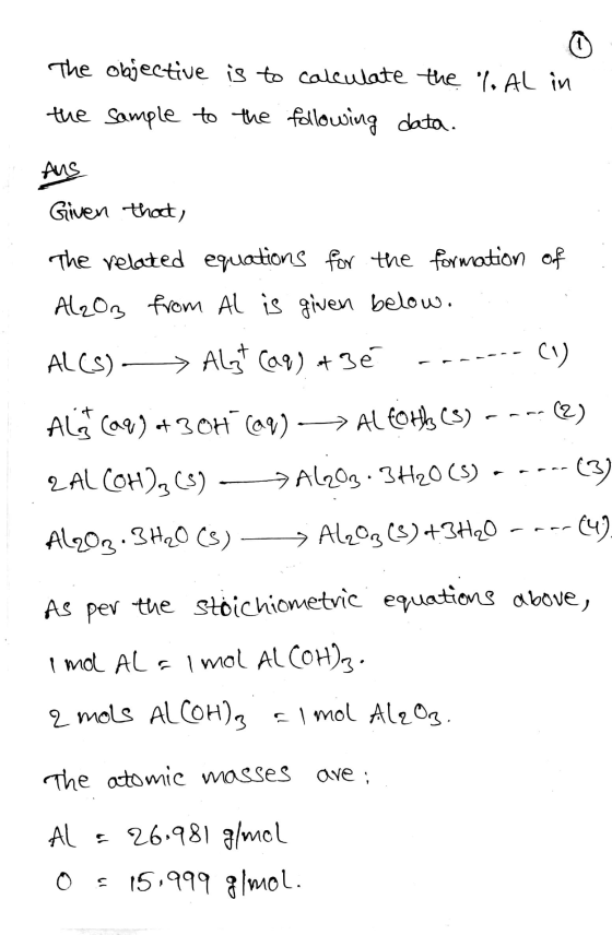 The the objective is to calculate the sample to the following data. Al in Aus Given that, The related equations for the form