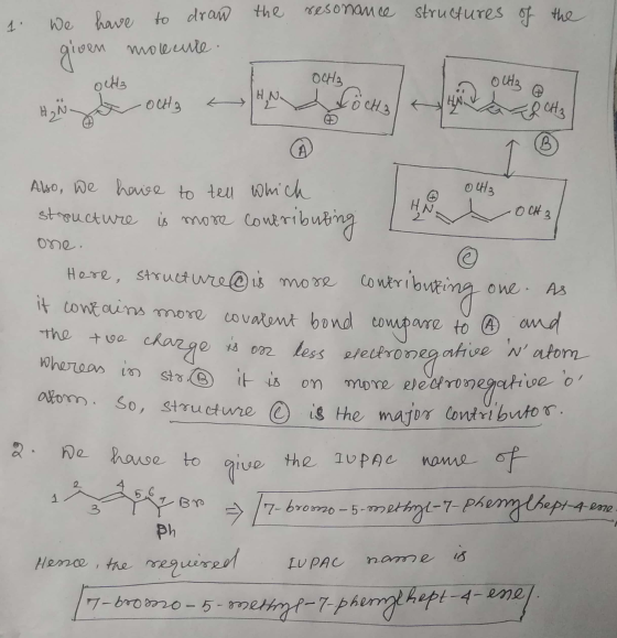the resonance structures of the We have to draw given molecule . outs Ocha in an ons in ous en B A OCH3 OCH 3 Also, we have t