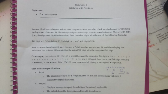 You are hired by a college to write a Java program