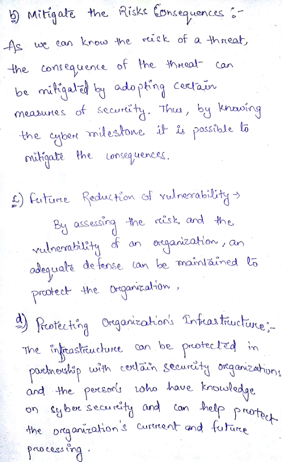 b) Mitigate the RisksConsequenc we can krow he isk of a threat the cons equence of Phe fh« be mlgala adopting Cestain measure