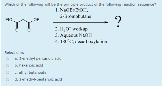 Which of the following will be the principle product of the following reaction sequence? 1. NaOEt/EtOH, 2-Bromobutane EtO OEt