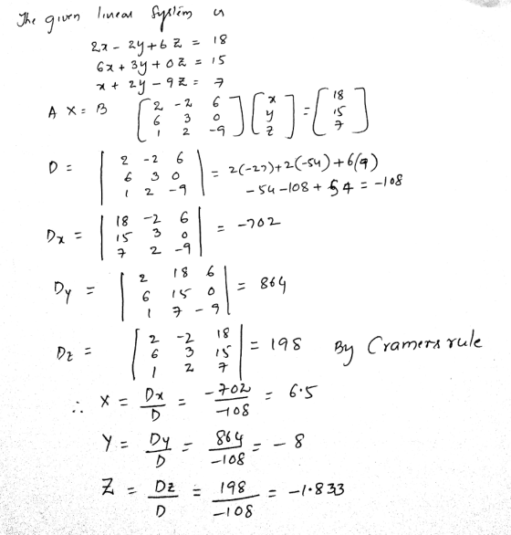 2y I2-9 2 2- (8 -2 6 s 3 2 2 -2 Cramera rule 108 DE Ξ 198 1.833