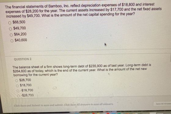 The financial statements of Bamboo, Inc. reflect depreciation expenses of $18,800 and interest expenses of $28,200 for the ye