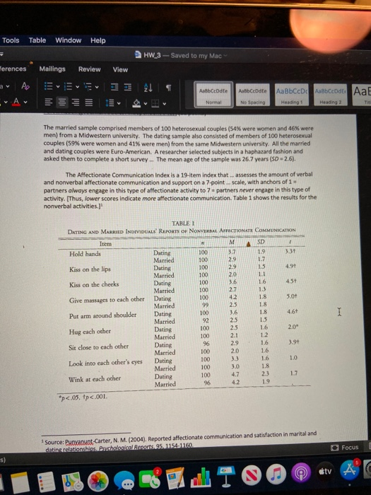 Tools Table Window Help HW 3-Saved to my Mac Mailings ferences Review View Ap a v AaBbCcD AaBbCcDdEAa AaßbCcDdEe AaBbCeDdEe A