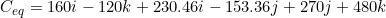 \small C_{eq} = 160i-120k+230.46i-153.36j+270j+480k