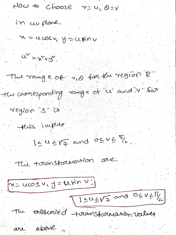 How to choose rou, Ozv in uw plene. n = ucos isu y = uginu a=arty. The range of vid for the region R- the corresponding range