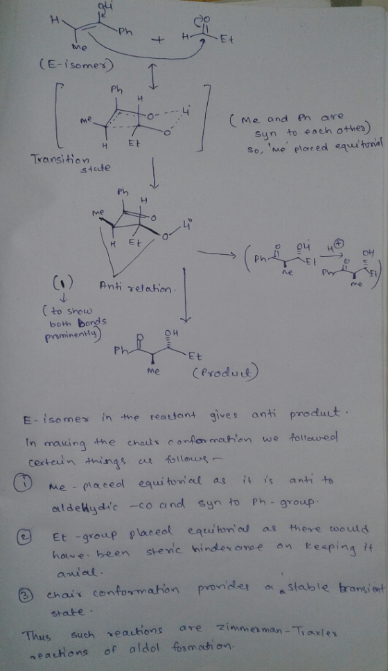 H. Hr Me (E-isomer) ph ----4 (me and pn are syn to each other) so, me placed equitonal H EL Transition in stoute TH Eto (1) A