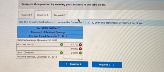 Complete this question by entering your answers in the tabs below. Required A Required B Required C Use the adjusted trial ba