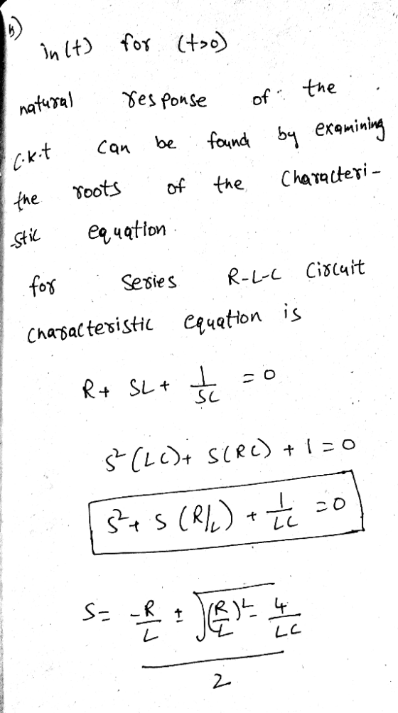 In lt) for (t> natural Tes Ponse the of by examining found Can be Ckit oots Characteri of the the eq uation Stic fox Sesies R