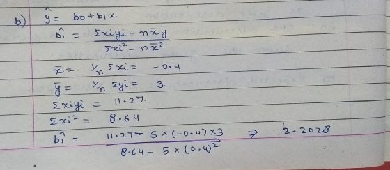 y= bot bir bi = Exigi- nãy Exi² – ne? ă . Exi= – 0.4 y=- In Eye - 3 Exigi = 11.27. Exi² = 8.64 bi - 11.27 54 (-0.40x3. 8.64 -
