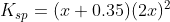 K_{sp} = (x+0.35)(2x)^{2}