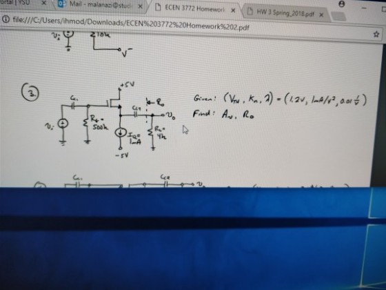Mail-malanazigstud x / D ECEN 3772 Homework × ND HW 3 Spring,2018.pdf × ortal I vso x ⓘ file:///C/Users/ihmod/Downloads/ECEN%203772%20Homework%202.pdf 3. Ce, Soak. -A -sv