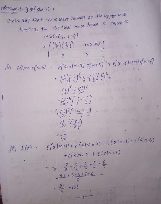 ViohabRy that the oh seve numtes on the uppen mos face fr 3, -tle the total no or heads is serces to yS