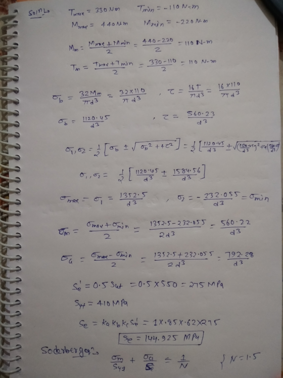 Tmin=-110Nom با 7/So Tmon = 330Nm Mmor = 440 Nm Monen -220N.m Mmont M min 440-220 -110 Nm 2 2 - 110 N-m Tm = Tamox Tanay +T m