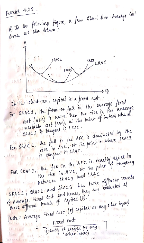 Exercise 4.22. a In the following figure, a few Short Run - Average cost Cures are also drawn SRAC 1 SR Senega v ELRAC. inte