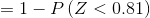 = 1-P\left ( Z<0.81 \right )