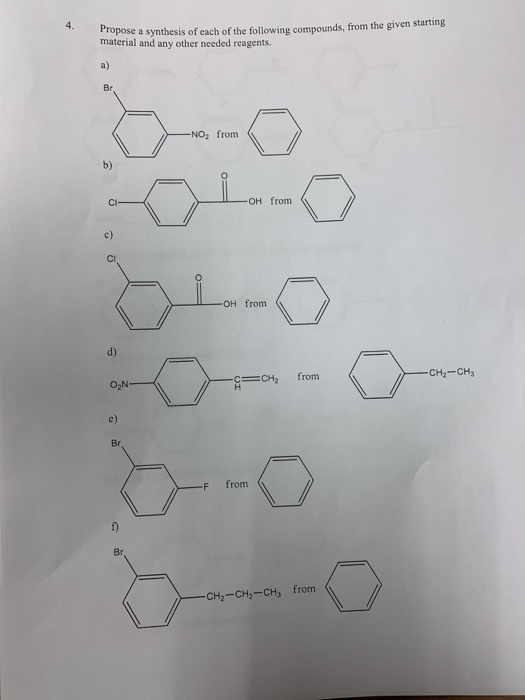 Topose a synthesis of each of the following compounds, from the given starting material and any other needed reagents. -OH fr