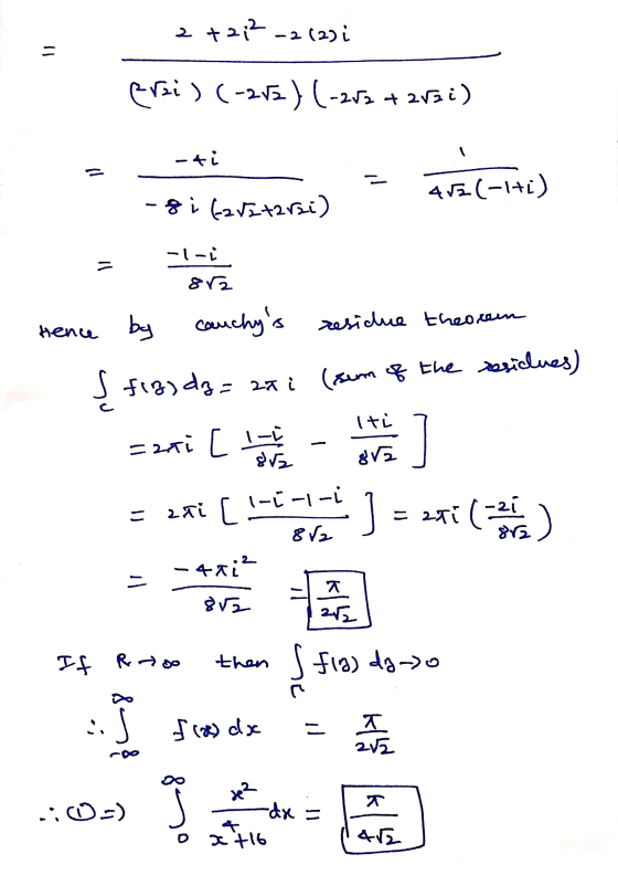 2+2;2 -2 (2) i = prai) (-215) (-252 +2532) -ti = - 4v5(-1+0) -si 62 52t2r2i) ll -1-3 882 Hence by Cauchys residue theorem ş