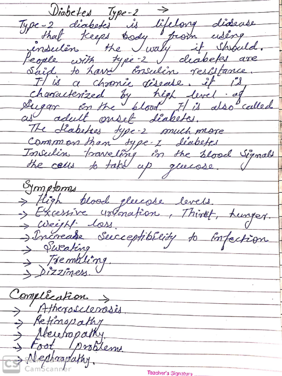 Diabetes Type - 2 → Type 2 diabetes is lifelong disease that keeps body from using insulin the waly it should. people with ty