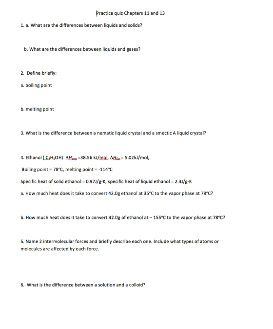 What are the differences between liquids and solid