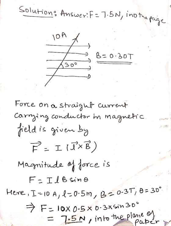 2 oo Force on o. straij carmin2 conduchr im m