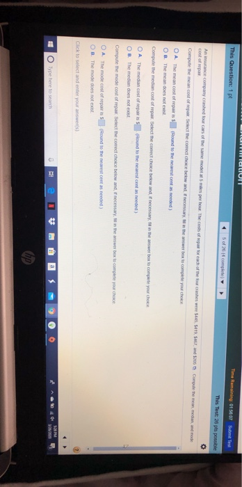 RUTELOIT This Question 1 pt Time Remaining:01 5607 Sum Test This Test: 20 pts possible cost of repas Compute the cost of the
