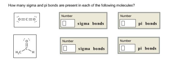 How many sigma and pi bonds are present in each of