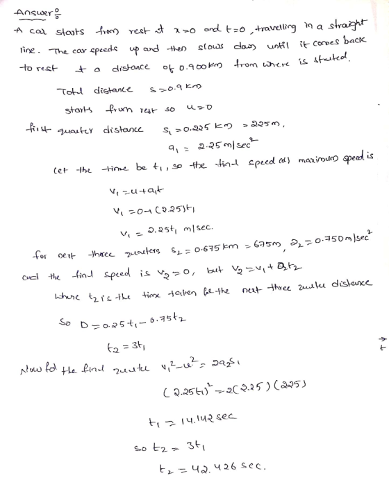 col. tine. The ca eed up ad -then stouks clo un t cenes back -to reel- a dis once叱0.900 km from incre ísstukd -Tobd distance s>0.9 Km et ee be ti,so speed ) maxirouro speed is -for oe So 62 3t 2 1.1u sec