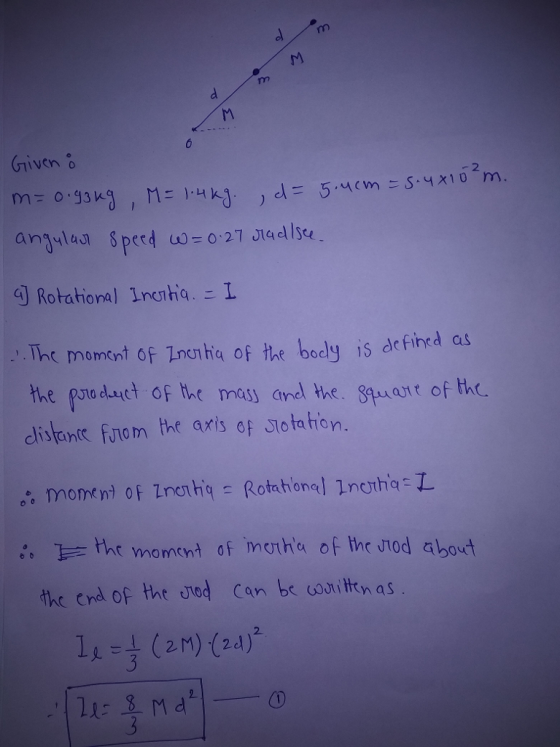 Gniven Rotational Inchia. Ihc momnt of Inci he of the bodly is arfinrd as the pauduct of bhe mass anel the. Suant of he clistane fnom the aris of Slotation. the moment of motha of thr vtod about the end of tht nod Can be co tn as 1(ar) (a)