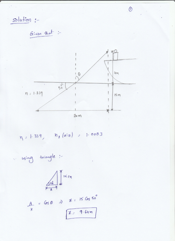 solution- Given that 4m 50 η: 1.33 I5 m 2o nn 339h ai1 0003 1. 0063 15 с 5自 羨