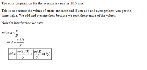 The error propagation for the average is same as 0.5 mm This is so because the values of errors are same and if you add and a