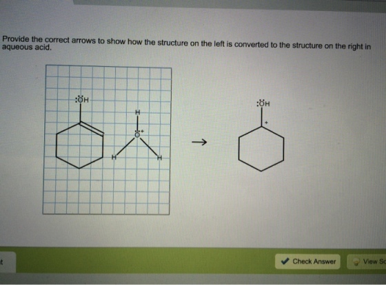 Image for Provide the correct arrow to show how the structure on the left is converted to the structure on the right in