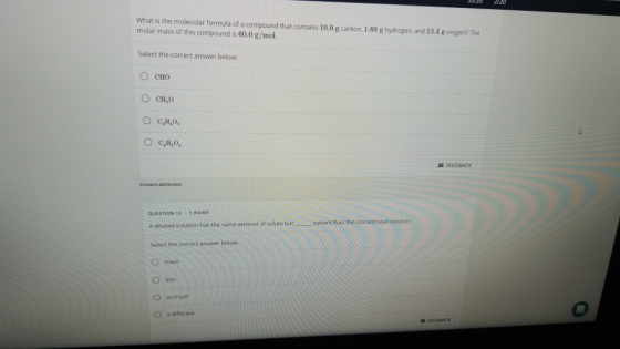 35.35 2120 What is the molecular formula of a compound that contains 10.0 g carbon, 1.68 g hydrogen, and 13.4 g oxygen? The m