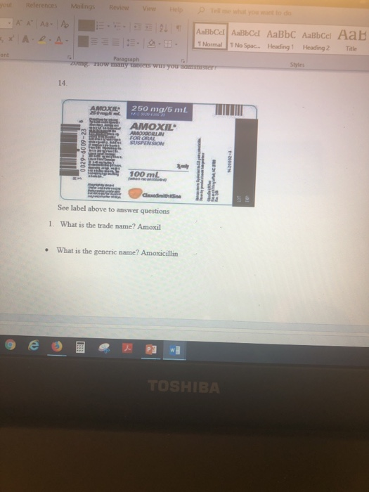 Mailing Normal」!No Spac Heading 1 Heading 2 Title ont Paragraph Styles 14. 250 mg/5 mL AMOXIL 8 SUSPENSION 100 mL See label a