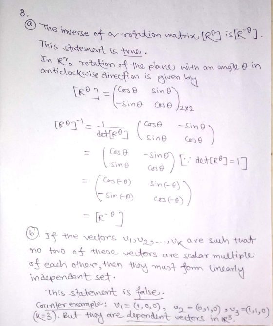 @ The inverse of e inverse of or rotation matrix [RO] iSR J. This statement is true. In Ry, rotation of the plane with an ang