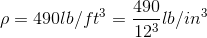 490 3 p=4901b/ft3 1231b/in