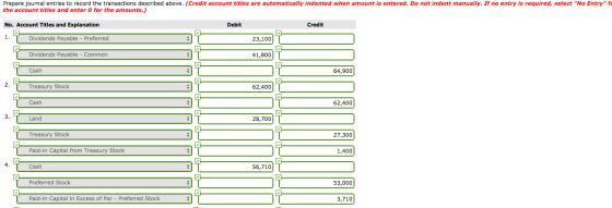 Prepare journal entries to record the transactions described above. (Credit account titles are automatically indented when am