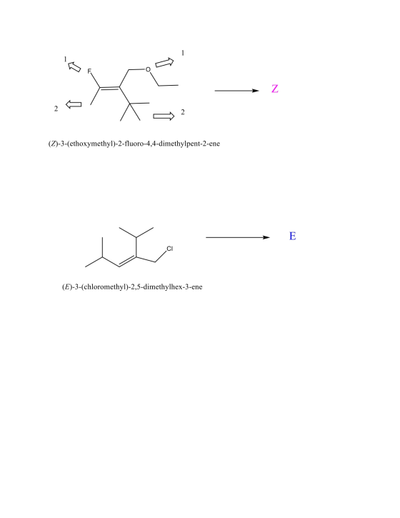 1 Od (Z)-3-(ethoxymethyl)-2-fluoro-4,4-dimethylpent-2-ene Le — (E)-3-(chloromethyl)-2,5-dimethylhex-3-ene