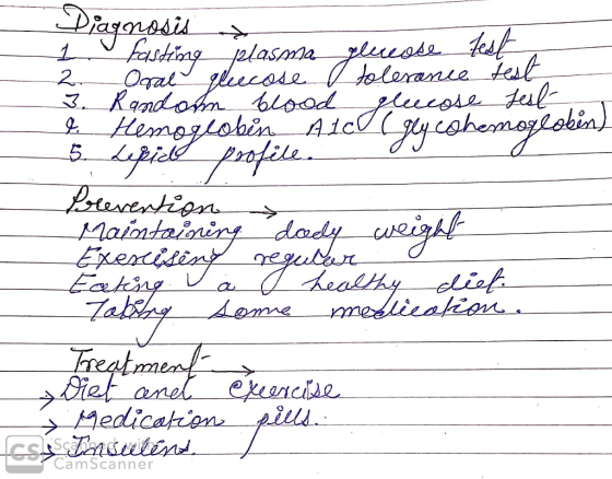 Diago Fasce Diagnosis 1 Fasting plasma glucose test 2. Oral fleecose tolerance test 3. Randoim blood glucose Test e Hemoglobi