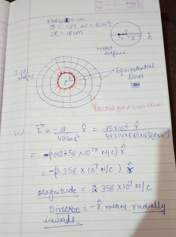 Date bil Page Of, 18cm metat 3 (a) ao(b) uipotential tins Drecbn mea radially