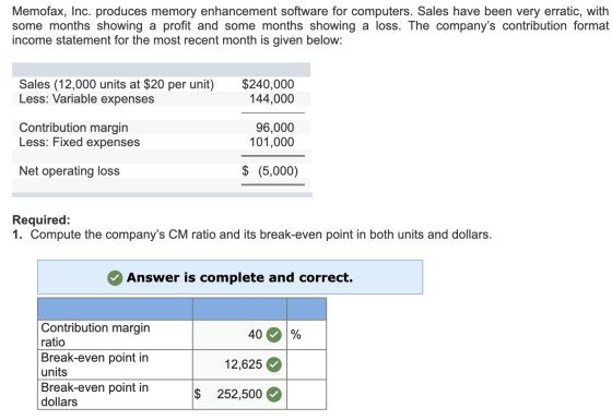 Memofax, Inc. produces memory enhancement software for computers. Sales have been very erratic, with some months showing a pr