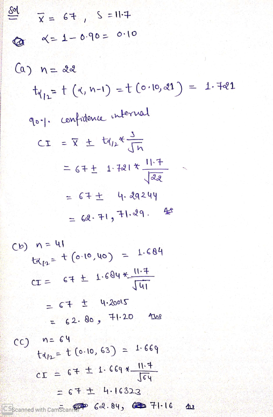 Shop TR 67S = 11.7 = 1-0.90- 0.10 Caz ne da tpenat (, n-1) = t (0:10, 21 ) = 1.7221 qool. confidence internal (I = P I to, 4