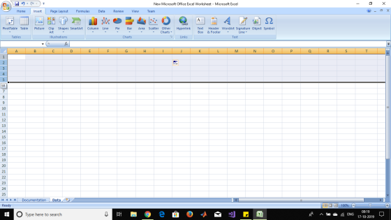 New Microsoft Office Excel Worksheet - Microsoft Excel - X Cn0A) Home Insert Page Layout Formulas Data Review View Team 27 28